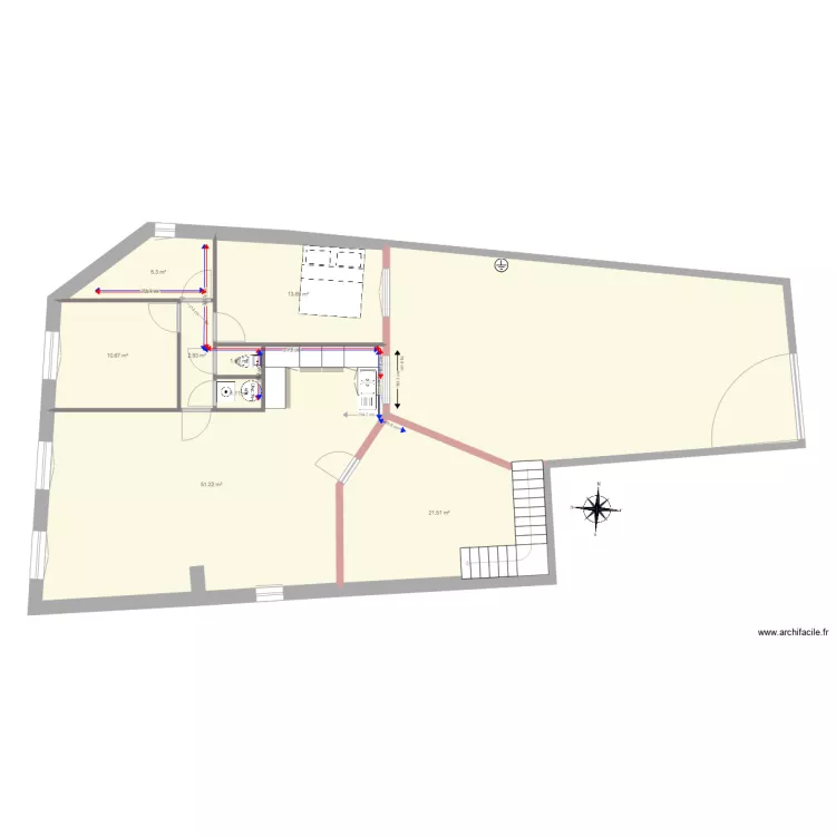 Evac et alim eau etage. Plan de 