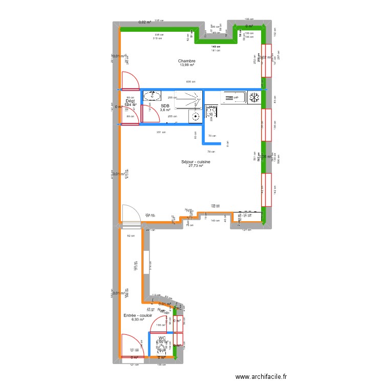 Humbert - Projet. Plan de 22 pièces et 55 m2