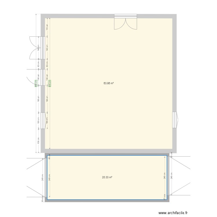 extension. Plan de 0 pièce et 0 m2