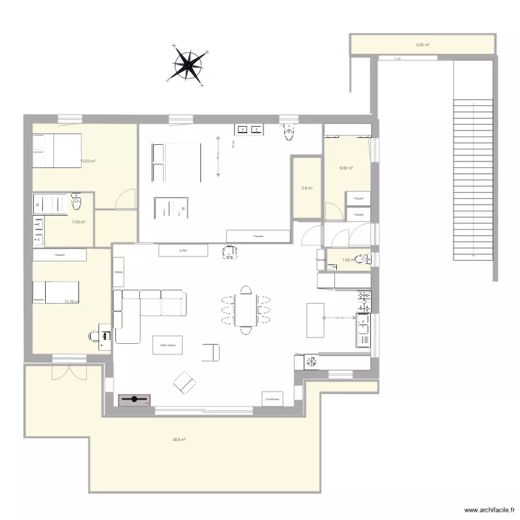 Maison sans bureau. Plan de Maison sans bureau. Plan de
