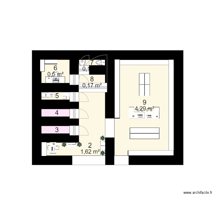 Plan institut. Plan de 8 pièces et 7 m2