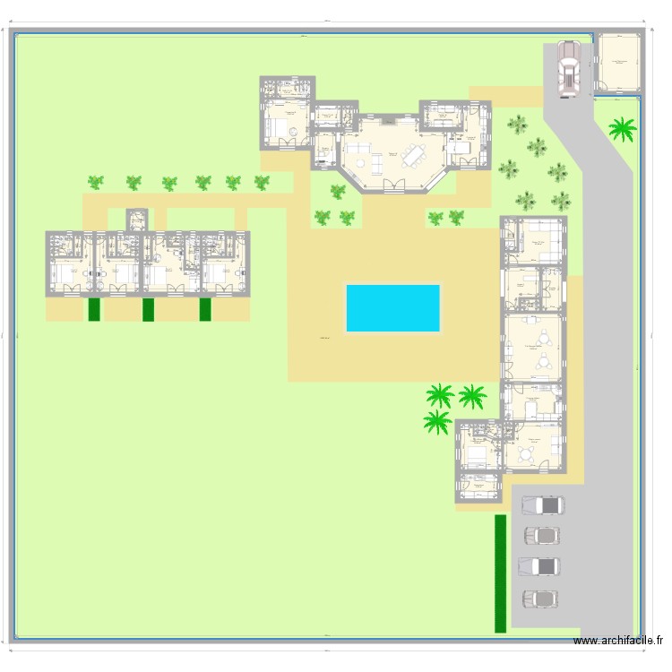 projet 40. Plan de 37 pièces et -1182 m2