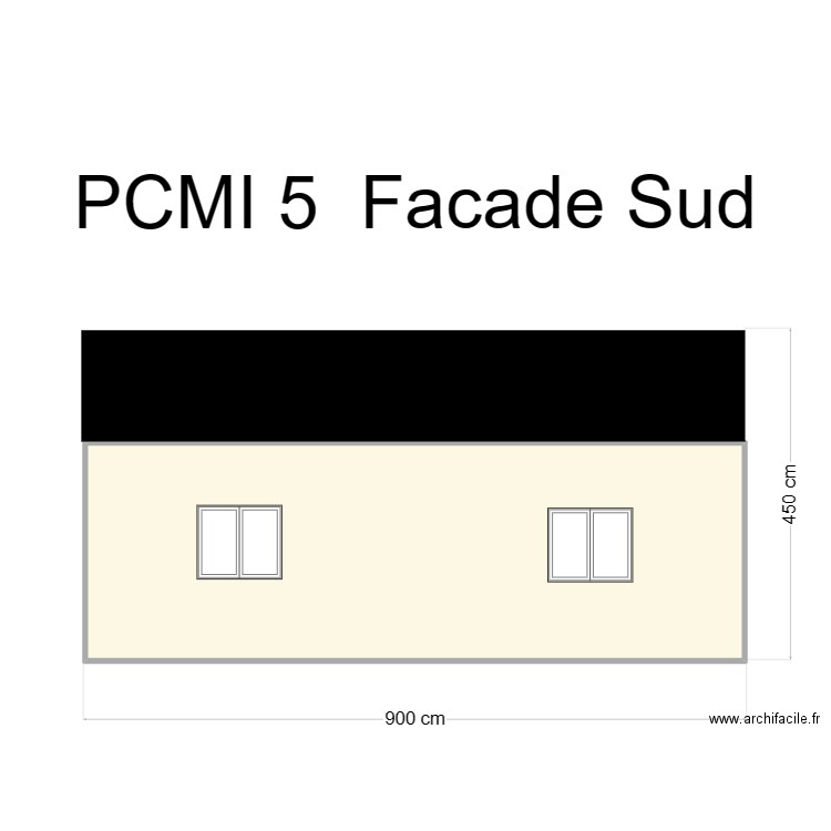 facade sud. Plan de 0 pièce et 0 m2