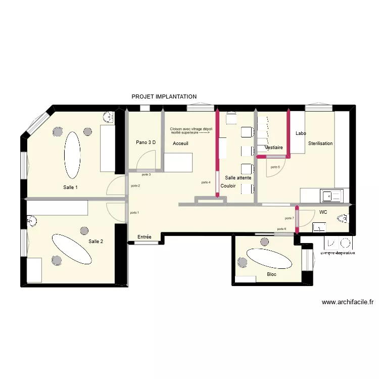 CABINET CREATION CLOISON 2eme option. Plan de 