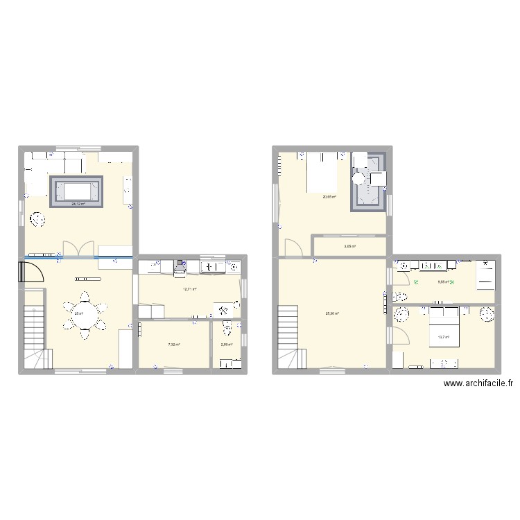 maison individuel. Plan de 10 pièces et 144 m2