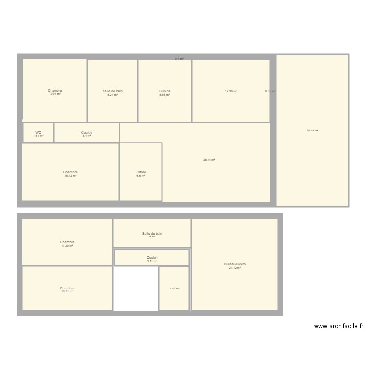 Maison 97m2 et Combles. Plan de 0 pièce et 0 m2