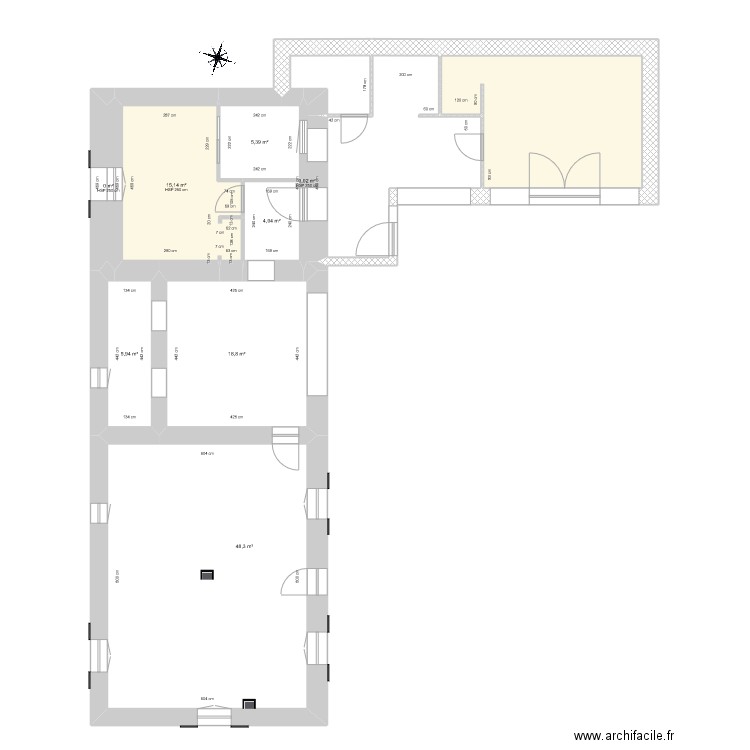 cotations. Plan de 11 pièces et 140 m2