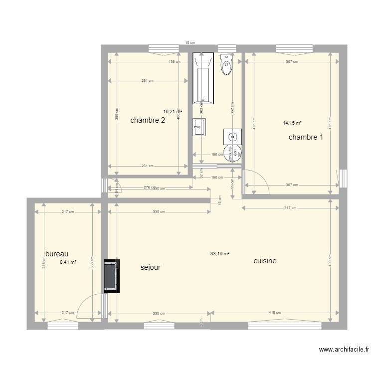 projet hauchecorne. Plan de 4 pièces et 72 m2