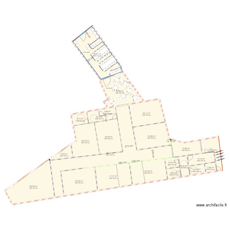 CLERMONT V6. Plan de 24 pièces et 531 m2