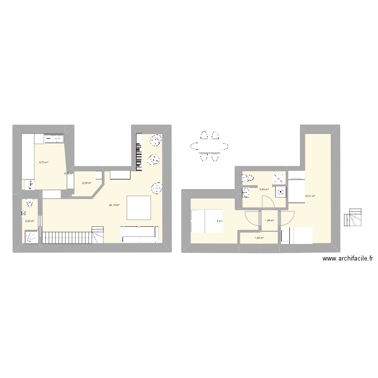 modificationappart2. Plan de 10 pièces et 75 m2
