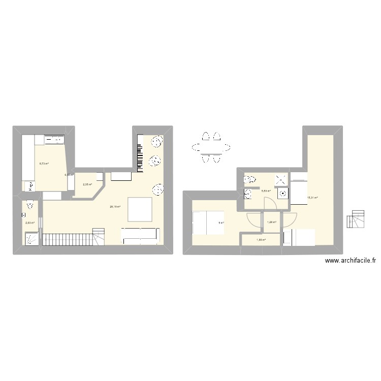 modificationappart2. Plan de 11 pièces et 75 m2