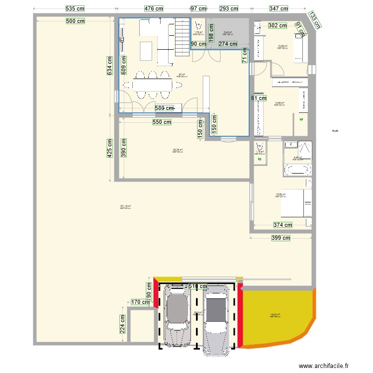 Maison St Max 5 eme chambre V4. Plan de 12 pièces et 345 m2
