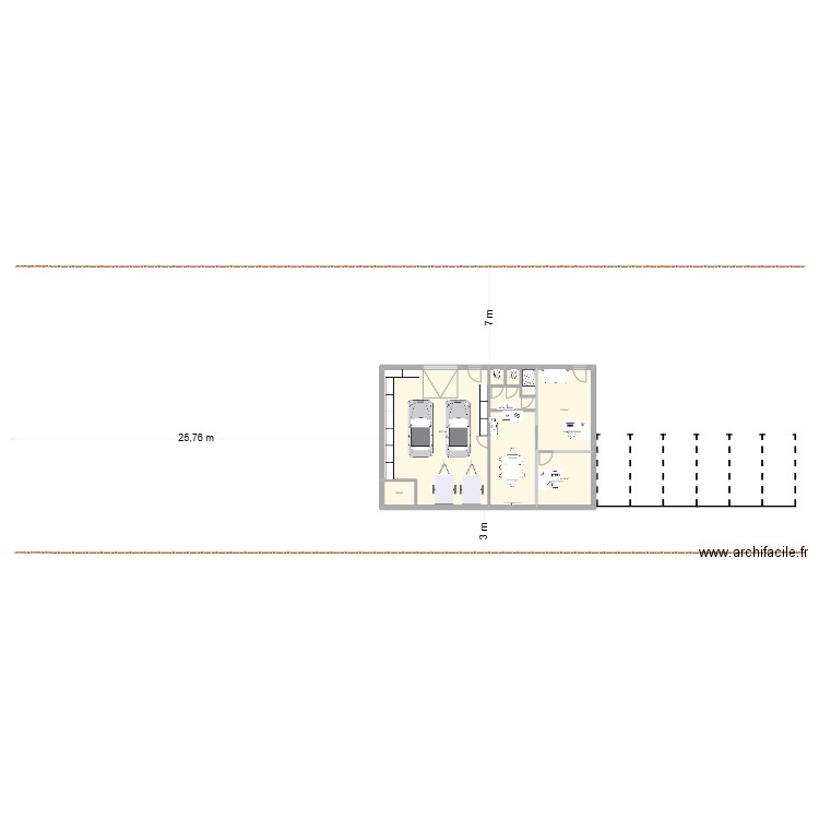 Bureau. Plan de 8 pièces et 135 m2