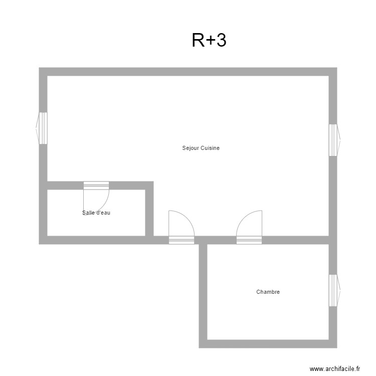 350601030. Plan de 3 pièces et 54 m2