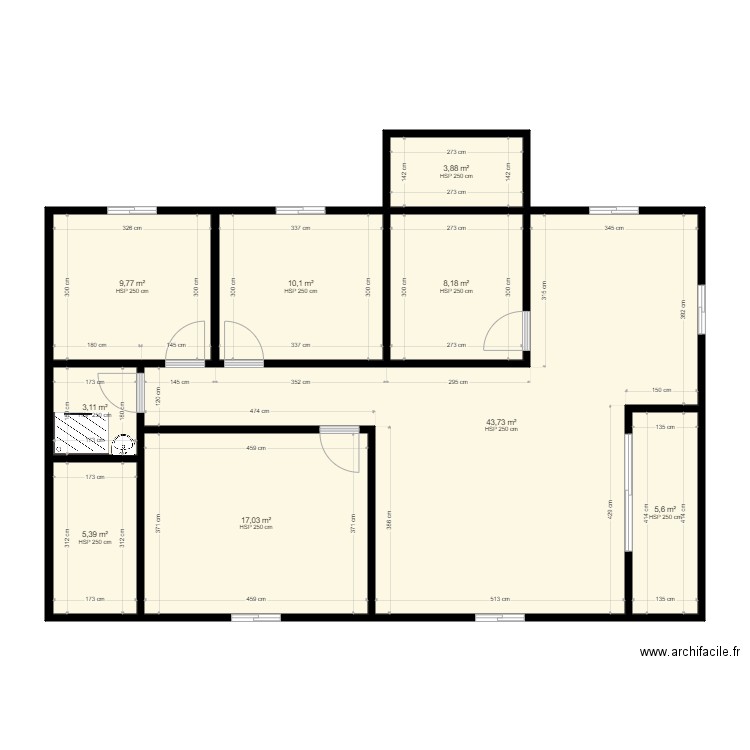Plan tchengue N°01. Plan de 9 pièces et 107 m2