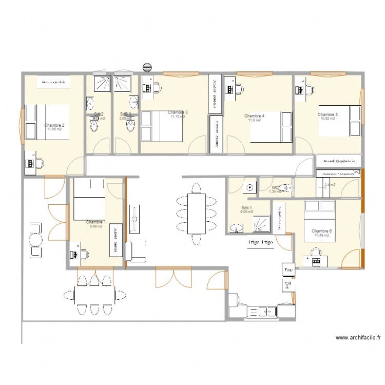 Maison Baduel 5. Plan de 12 pièces et 84 m2