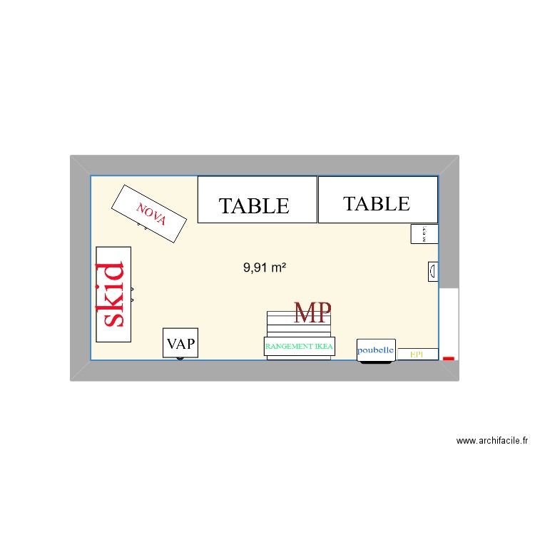 HE M. Plan de 1 pièce et 10 m2