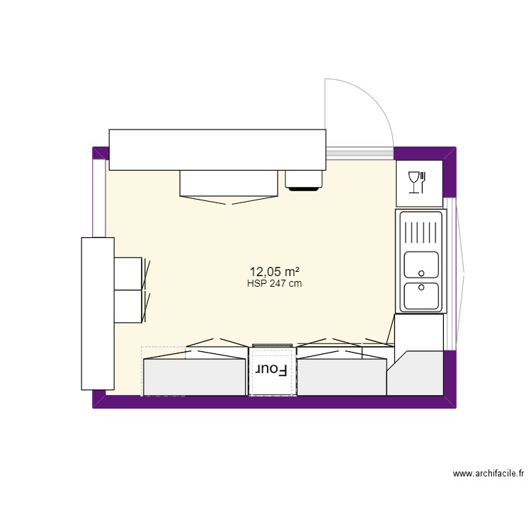 Cuisine 1. Plan de 1 pièce et 12 m2