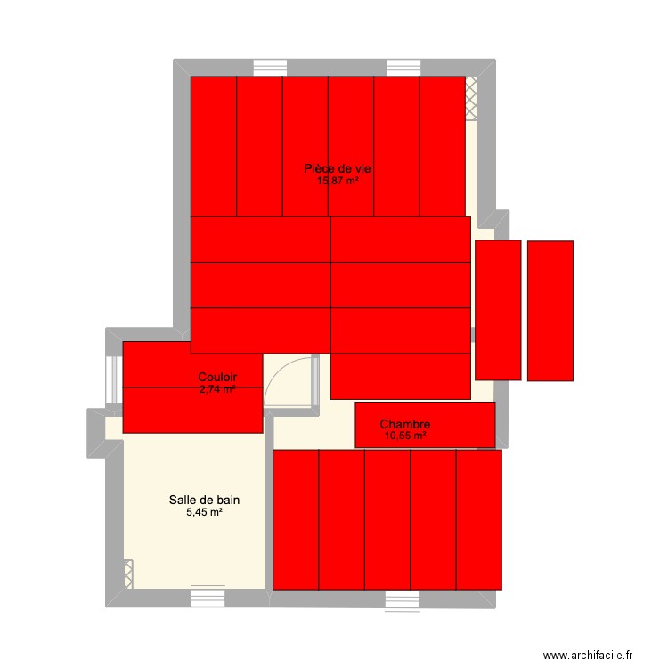 Exelmans (OSB). Plan de 4 pièces et 35 m2