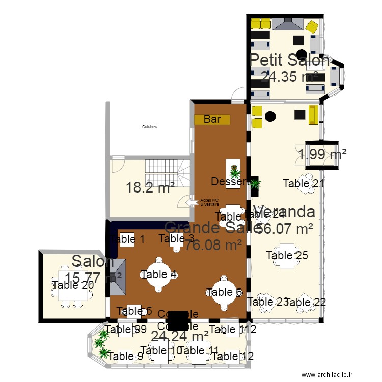Salle Principale. Plan de 0 pièce et 0 m2