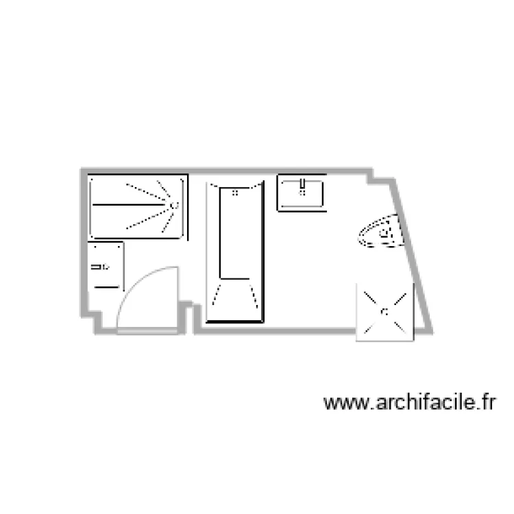 SDB taille reelle avant cloison. Plan de 