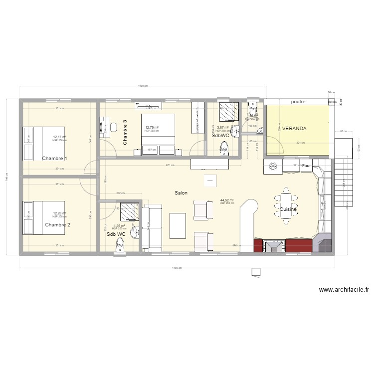 DOMINIQUE RDC. Plan de 13 pièces et 183 m2