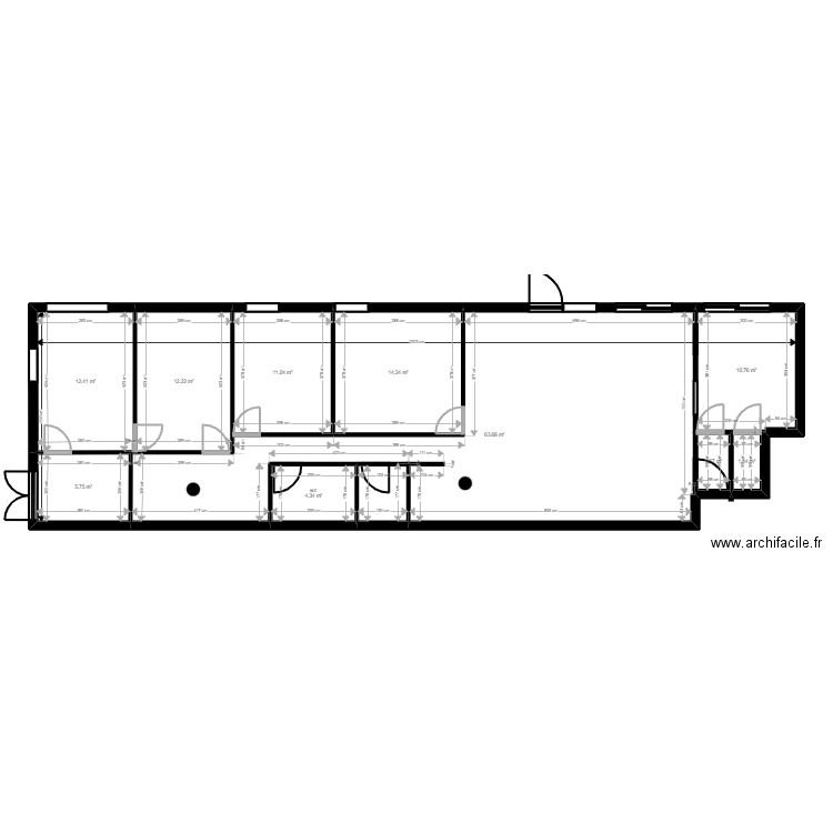 83SM512R projet V2 Existant. Plan de 10 pièces et 138 m2