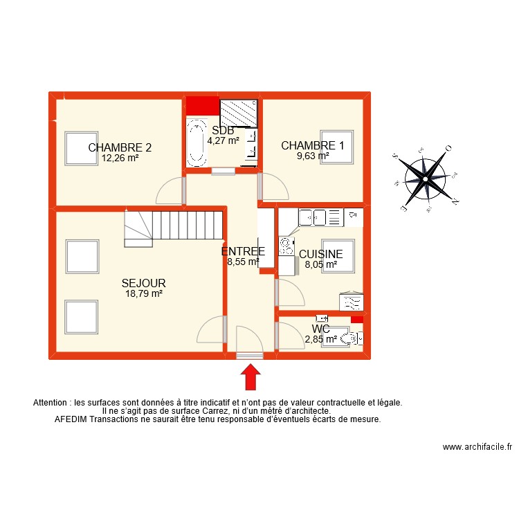 BI 8950 RDC. Plan de 10 pièces et 67 m2