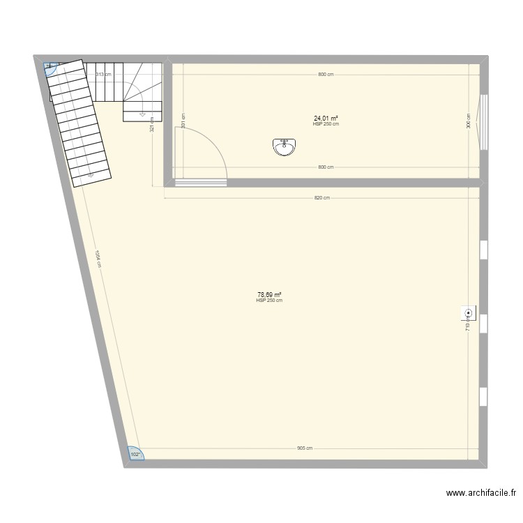 Lmoda3 RDC2. Plan de 2 pièces et 103 m2