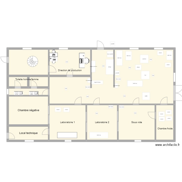 cuisine traiteur.... Plan de 11 pièces et 242 m2