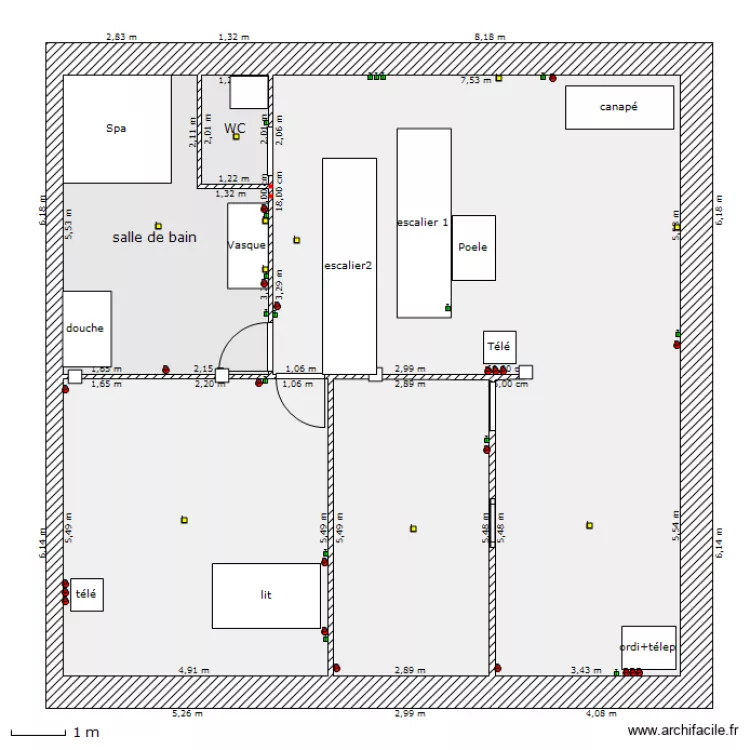 1 &eacute;tagee. Plan de 