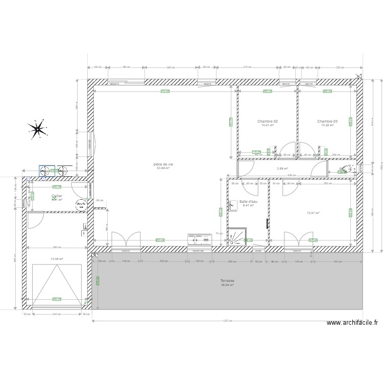 Plan Maison terasse. Plan de 0 pièce et 0 m2