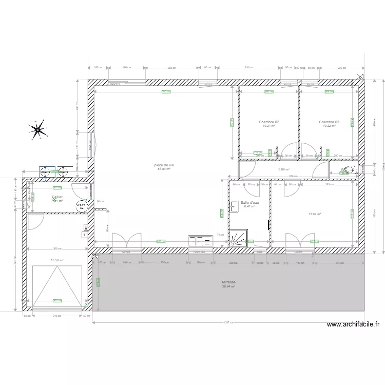 Plan Maison terasse. Plan de 