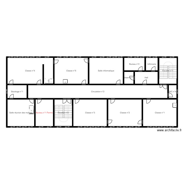 Ecole pasteur 1er. Plan de 17 pièces et 239 m2