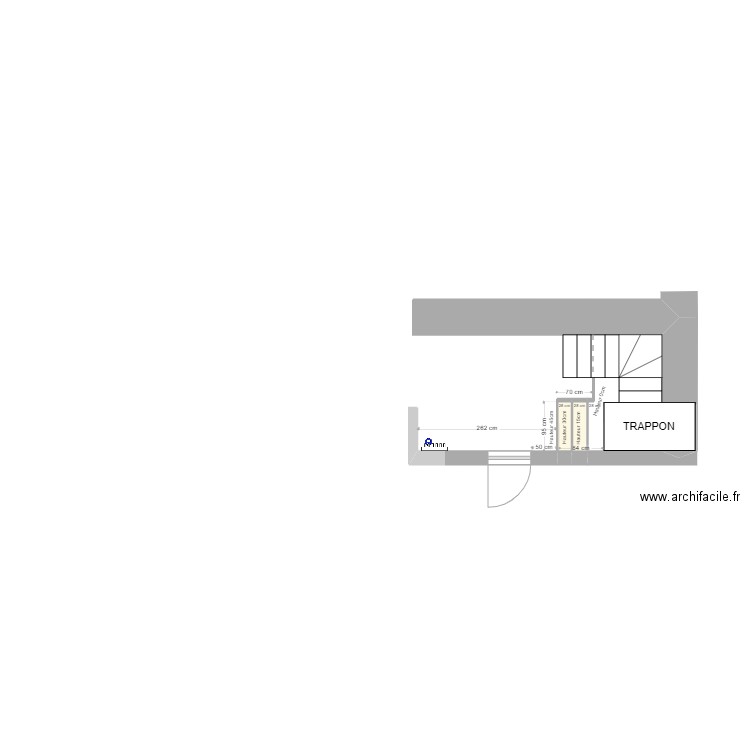 COURBET RDC Maçonnerie coupe couloir 2. Plan de 2 pièces et 1 m2