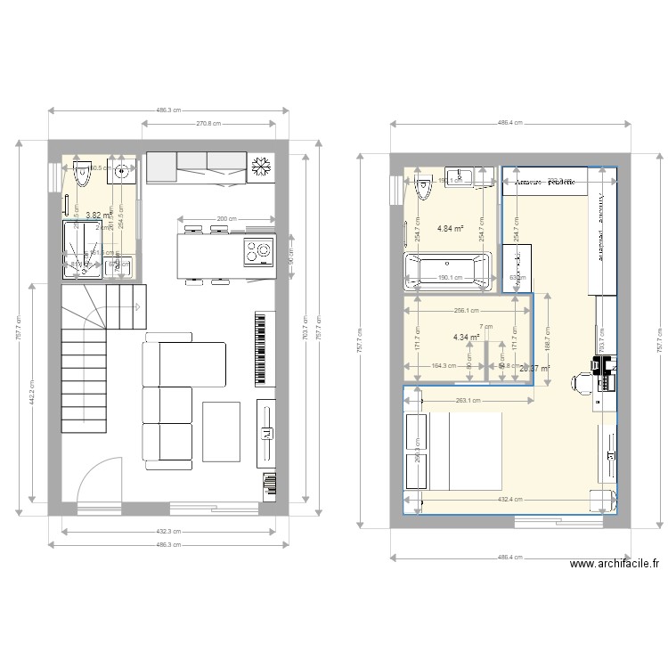 Studio rez de chaussée. Plan de 0 pièce et 0 m2