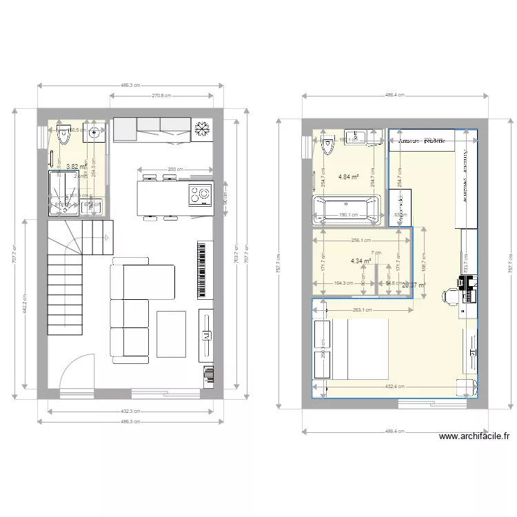 Studio rez de chauss&eacute;e. Plan de 
