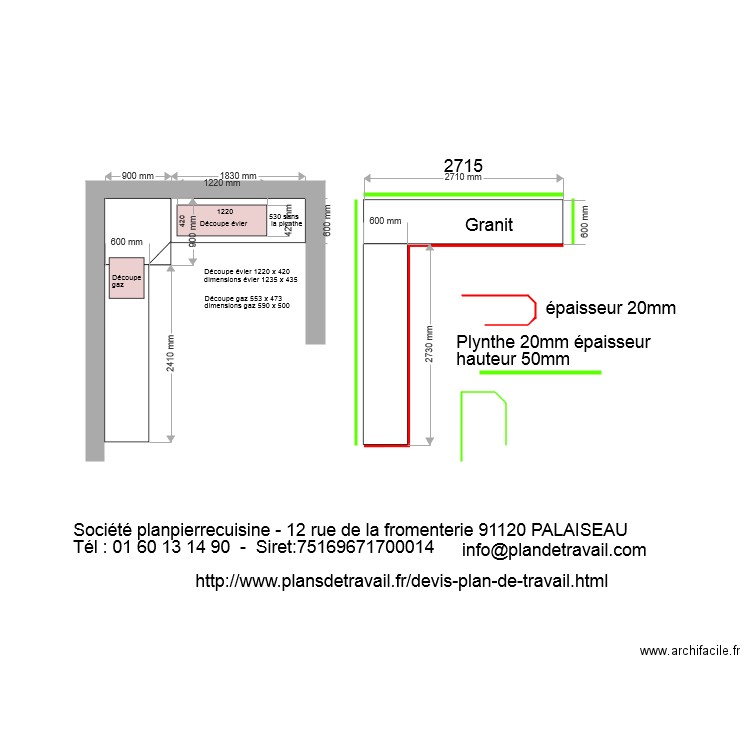 Plan de travail cuisine. Plan de 0 pièce et 0 m2