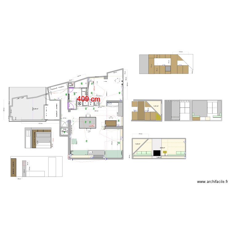 SAINT FIACRE MOQUETTE. Plan de 6 pièces et 26 m2