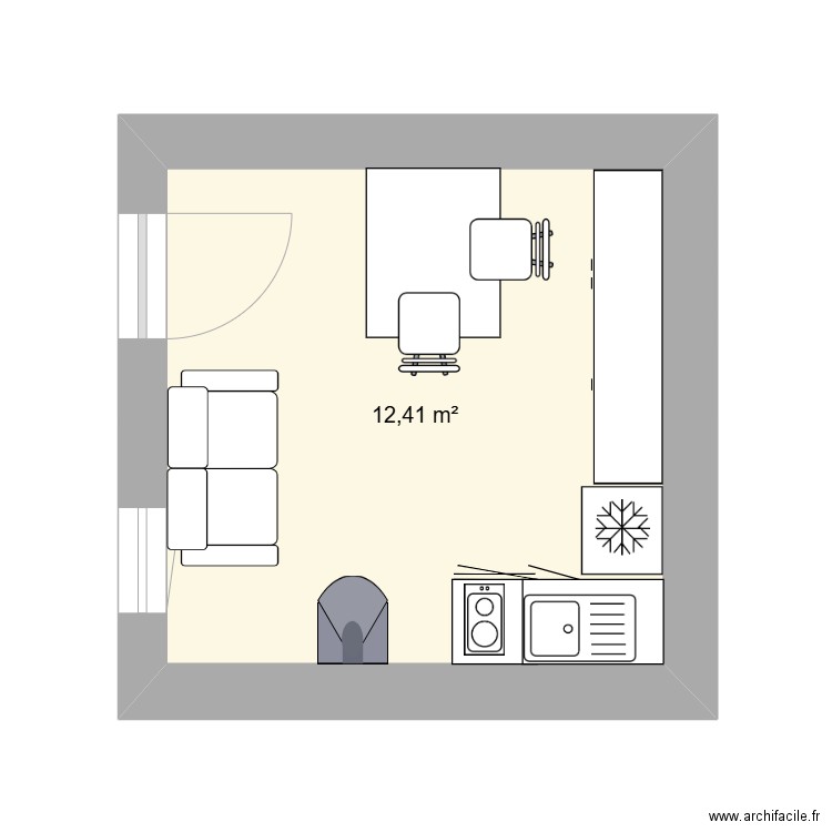 Premier Lou Pichoun. Plan de 1 pièce et 12 m2