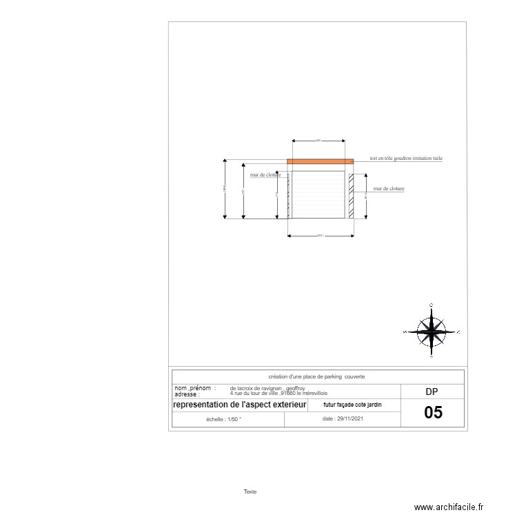 plan de façade  arrière   garrage Geoffroy. Plan de 0 pièce et 0 m2