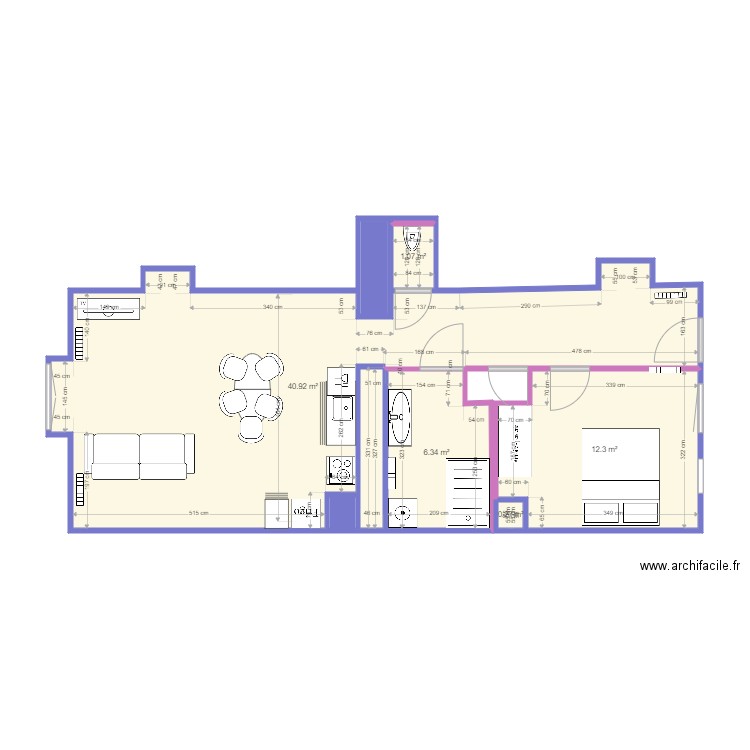 louverot. Plan de 7 pièces et 62 m2