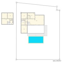 Plan maison étage en L avec piscine