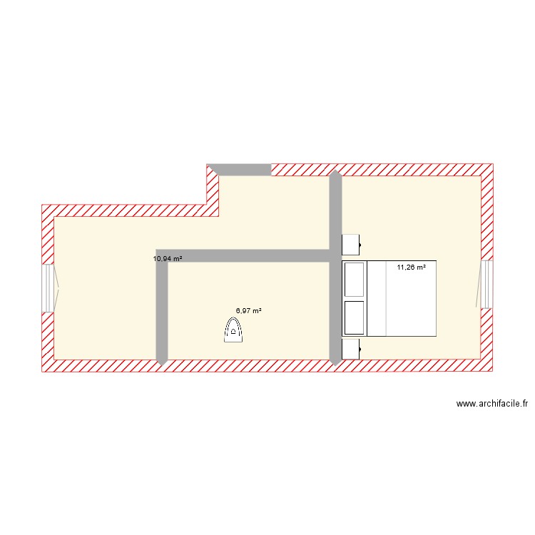 etude 1er. Plan de 3 pièces et 29 m2