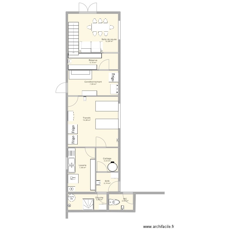 Fromagerie - bis. Plan de 9 pièces et 61 m2