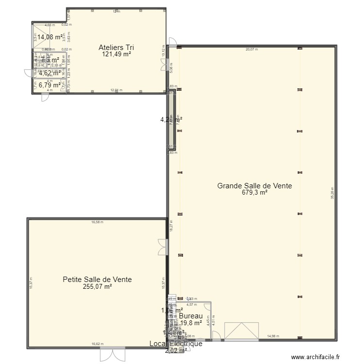 Plan ensemble V0a. Plan de 12 pièces et 1118 m2