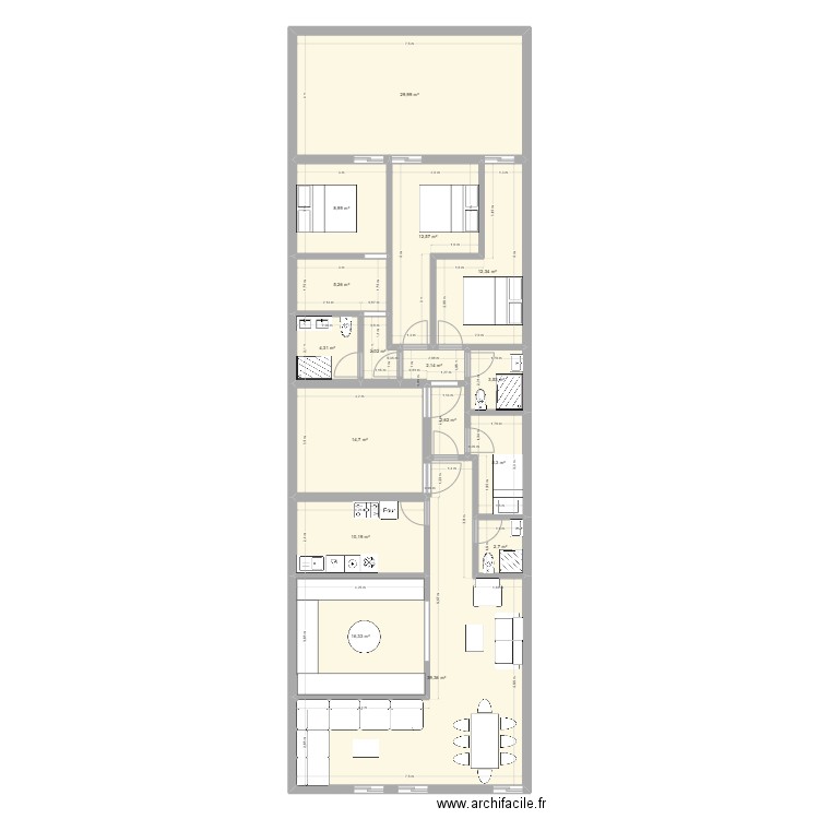 116 croix nivert. Plan de 16 pièces et 172 m2