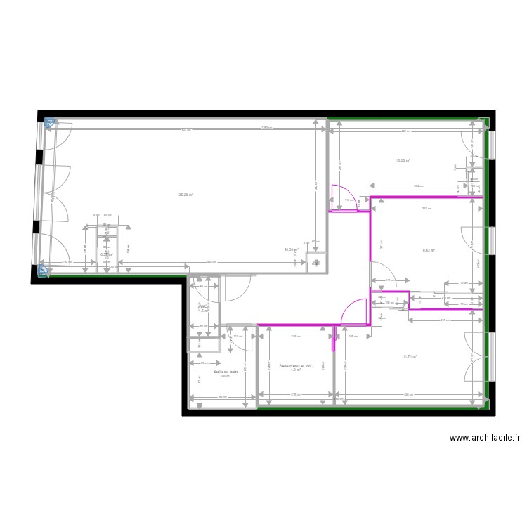 Appart Romain Audrina modif 03 murs couleur. Plan de 0 pièce et 0 m2