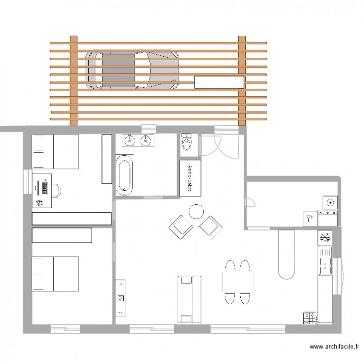 maison en L. Plan de 0 pièce et 0 m2