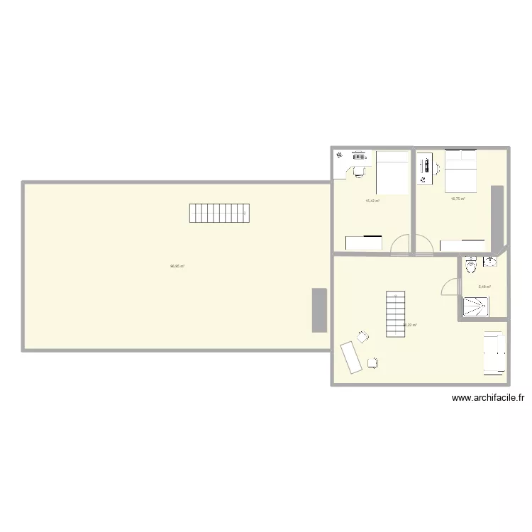Combles avec 2 chambres. Plan de Combles avec 2 chambres. Plan de